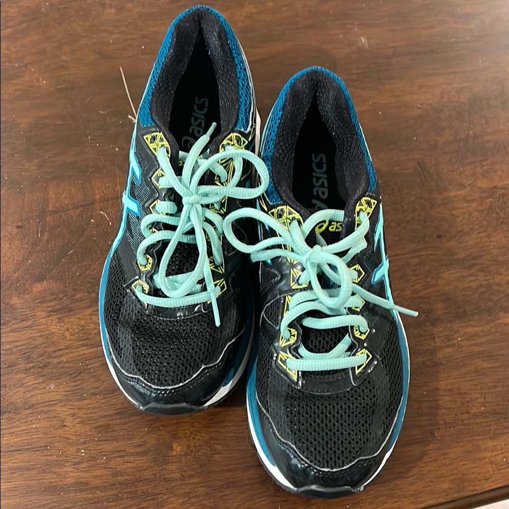 Asics Black and Blue Athletic Shoes for Performance